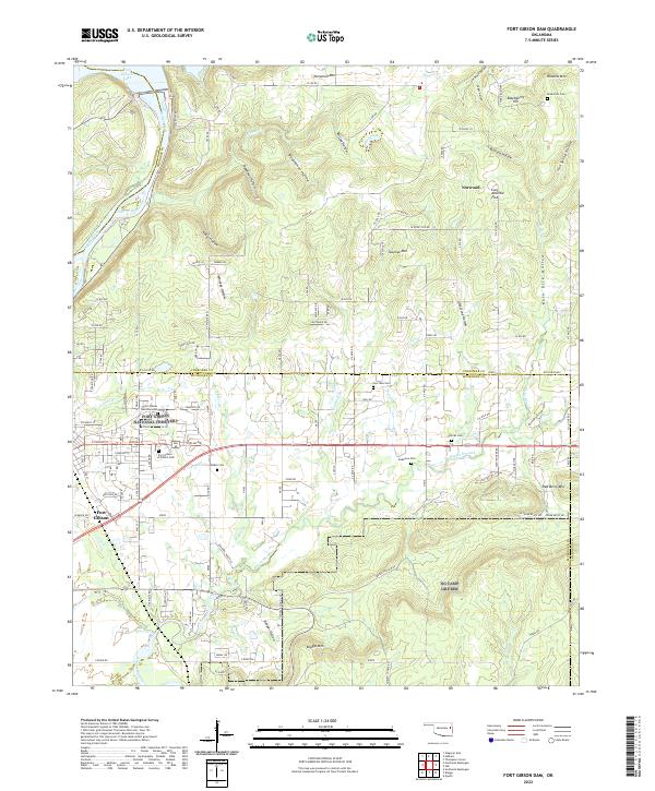 Fort Gibson Dam topographic map thumbnail