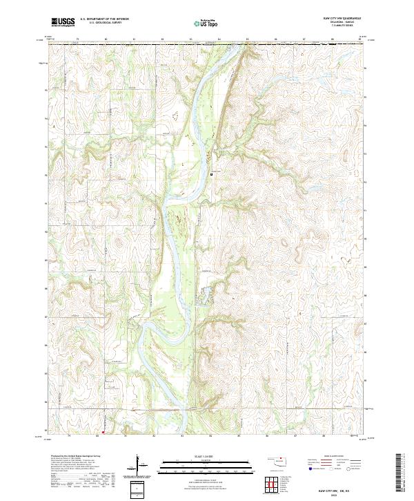 Kaw City NW topographic map thumbnail