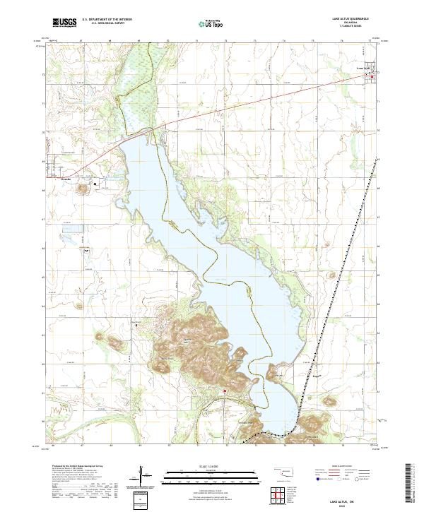 Lake Altus topographic map thumbnail