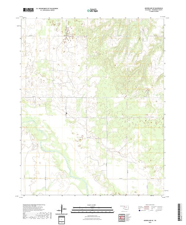 Mooreland SE topographic map thumbnail