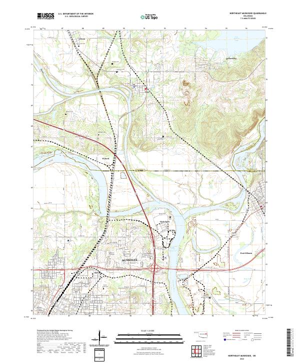 Northeast Muskogee topographic map thumbnail