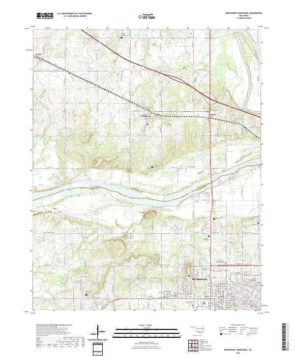 Northwest Muskogee topographic map thumbnail
