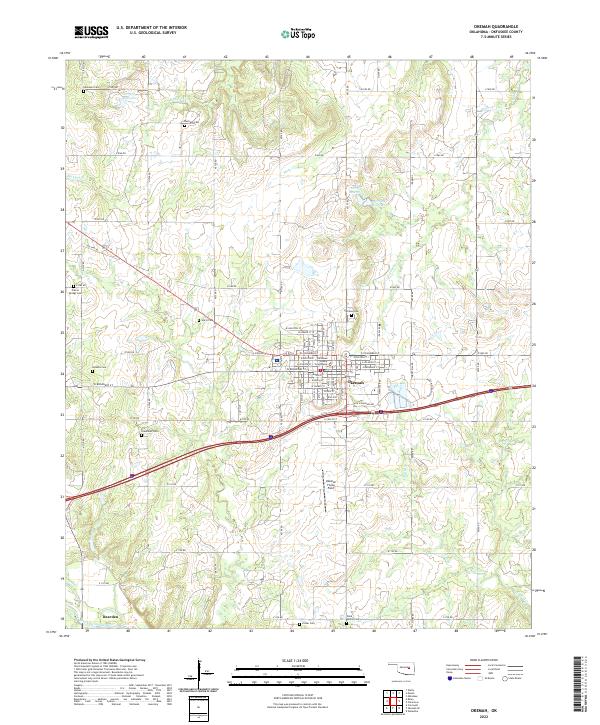 Okemah topographic map thumbnail