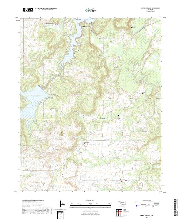 Okmulgee Lake topographic map thumbnail