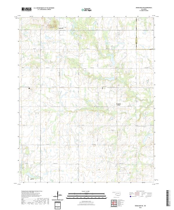 Okmulgee NE topographic map thumbnail