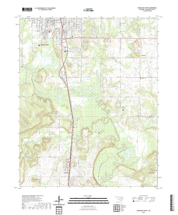 Okmulgee South topographic map thumbnail