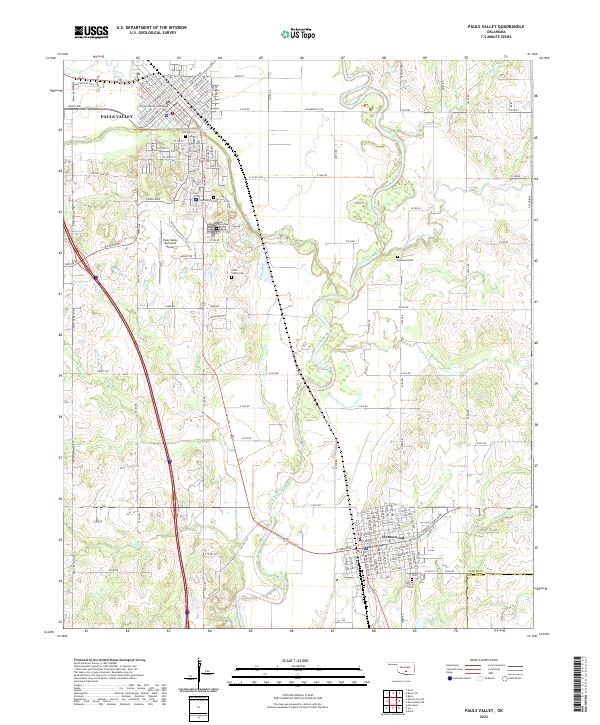 Pauls Valley topographic map thumbnail