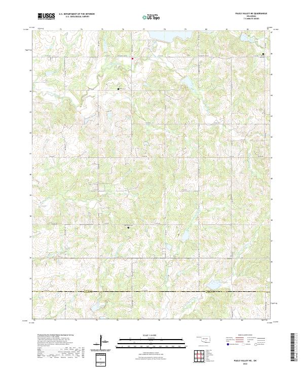 Pauls Valley NE topographic map thumbnail