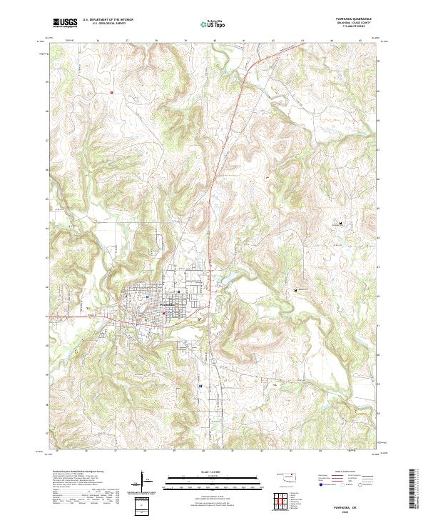 Pawhuska topographic map thumbnail