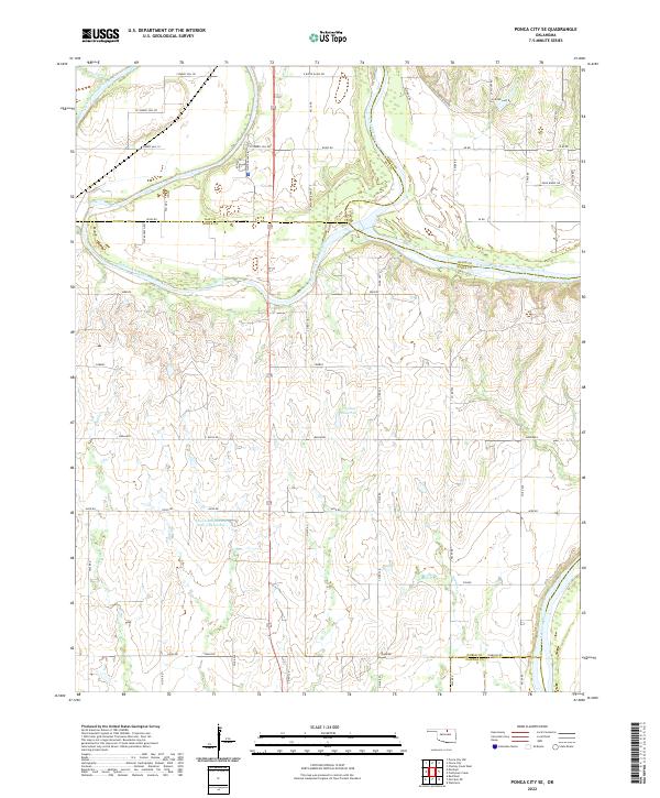 Ponca City SE topographic map thumbnail
