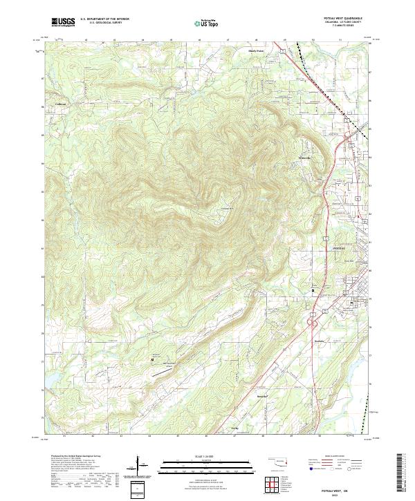 Poteau West topographic map thumbnail