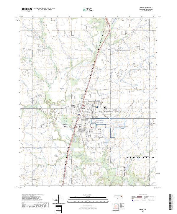 Pryor topographic map thumbnail