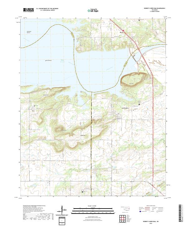 Robert S Kerr Dam topographic map thumbnail