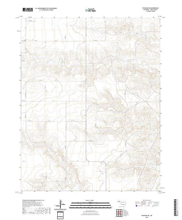 Texhoma NE topographic map thumbnail