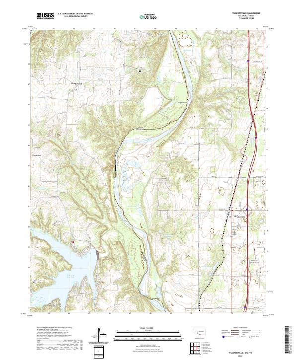 Thackerville 2022 topographic map thumbnail