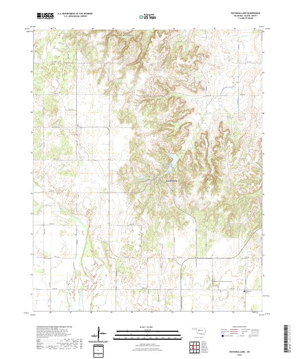 Watonga Lake 2022 topographic map thumbnail