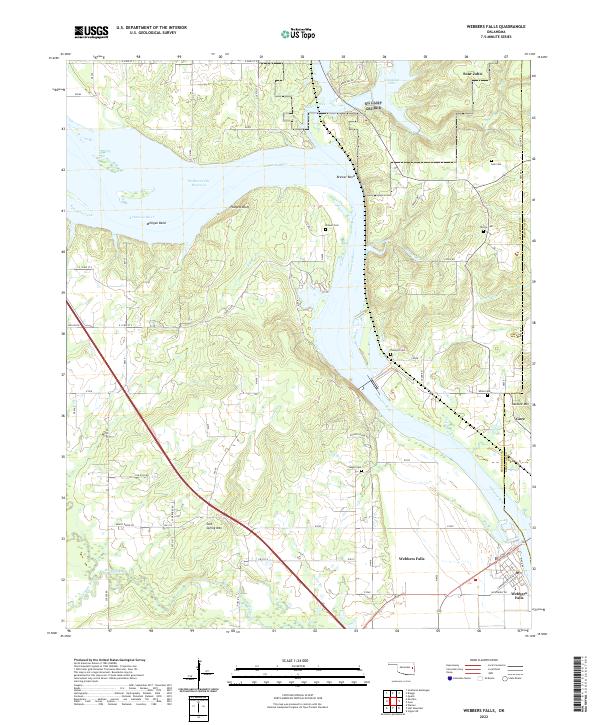 Webbers Falls 2022 topographic map thumbnail