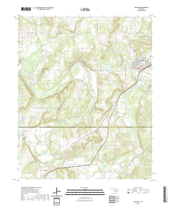 Weleetka 2022 topographic map thumbnail