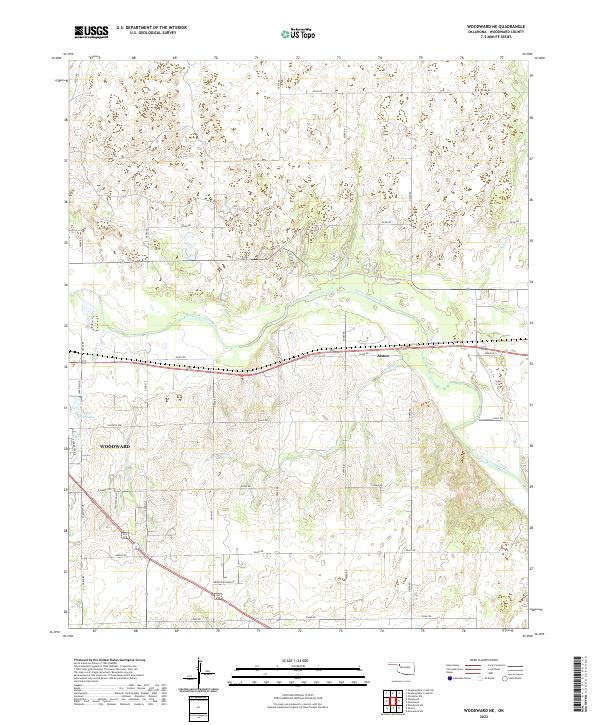 Woodward NE topographic map thumbnail