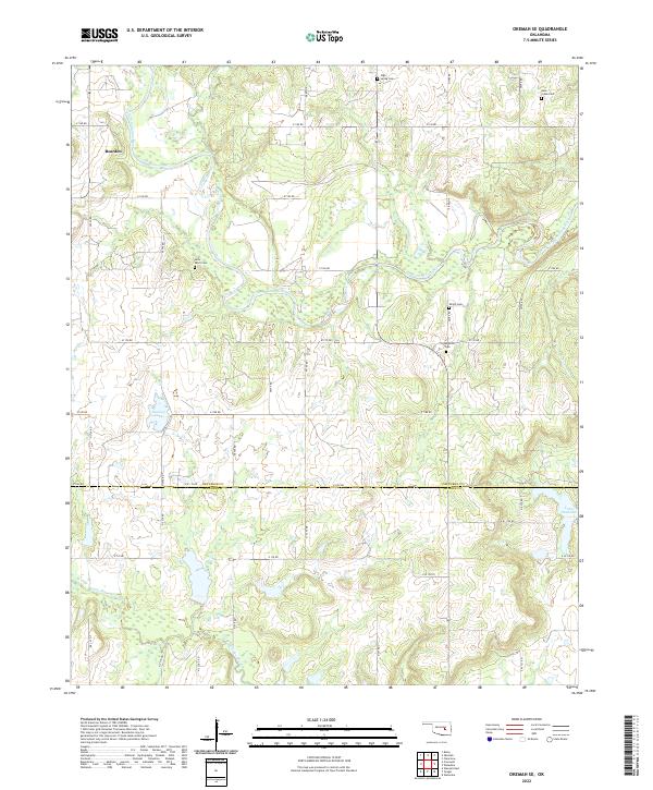 Okemah SE topographic map thumbnail