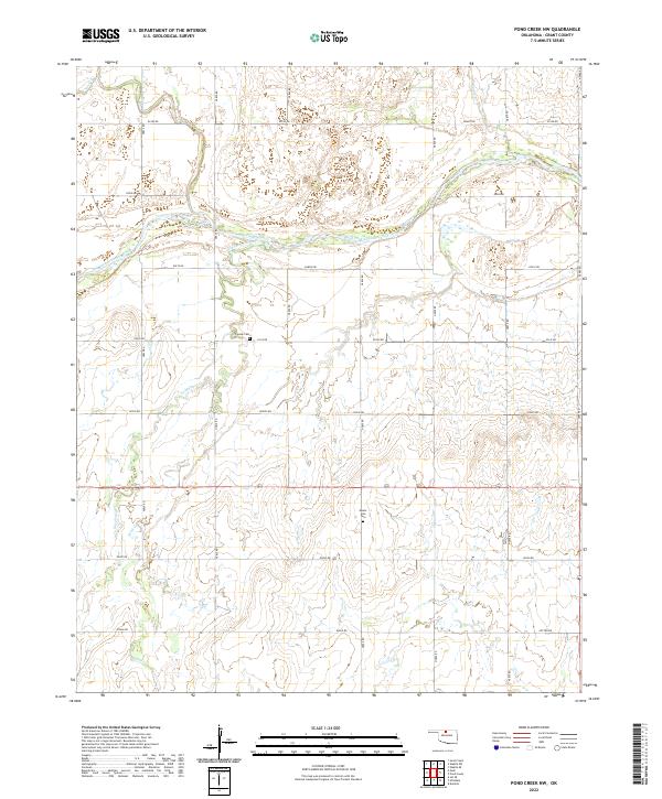 Pond Creek NW topographic map thumbnail