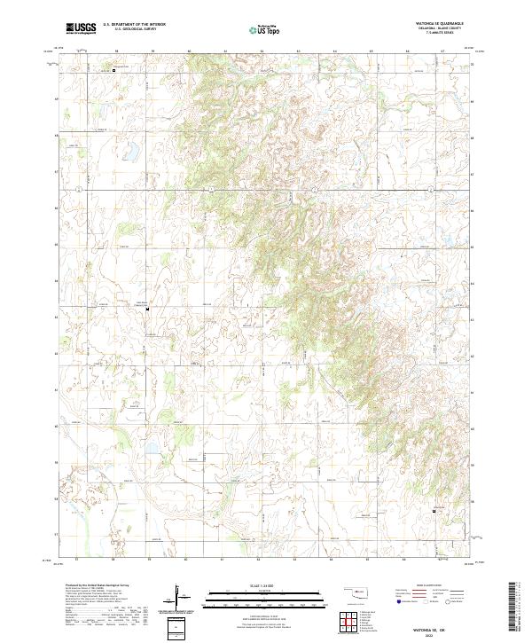 Watonga SE 2022 topographic map thumbnail