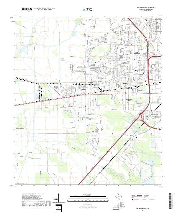Beaumont West topographic map thumbnail