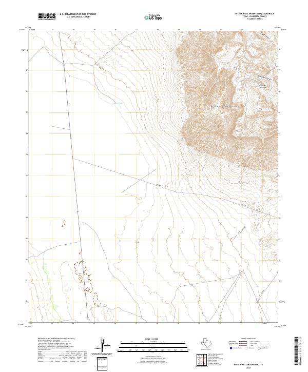 Bitter Well Mountain topographic map thumbnail