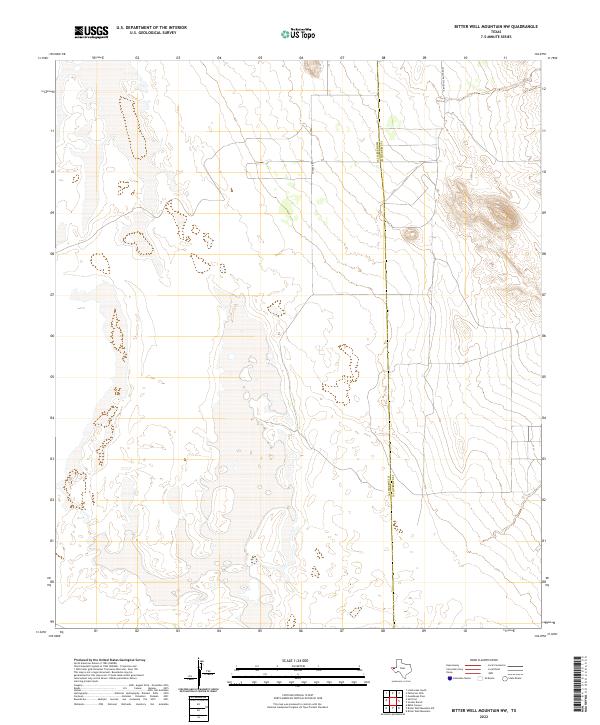 Bitter Well Mountain NW topographic map thumbnail