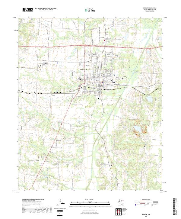 Bonham topographic map thumbnail