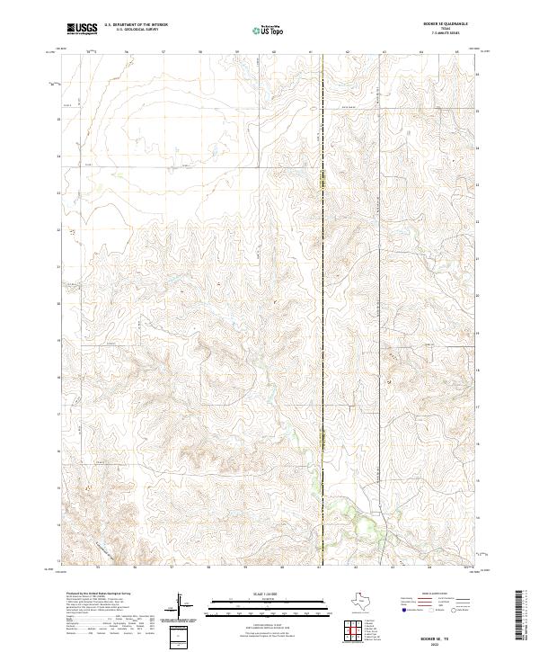 Booker SE topographic map thumbnail