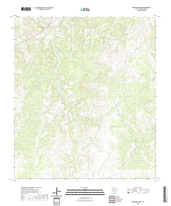 Bradford Creek topographic map thumbnail