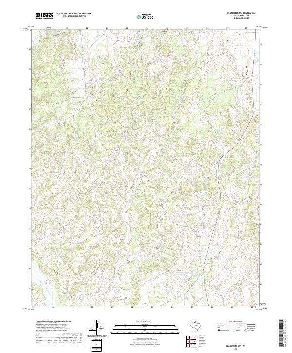 Clarendon SW topographic map thumbnail