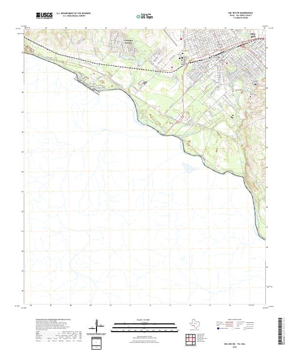 Del Rio SW 2022 topographic map thumbnail