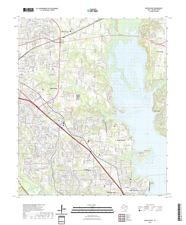 Denton East topographic map thumbnail
