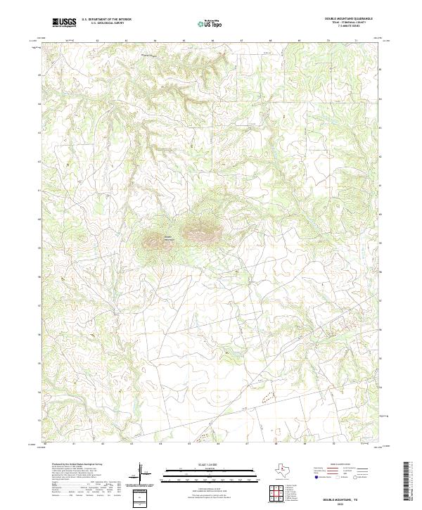 Double Mountains 2022 topographic map thumbnail
