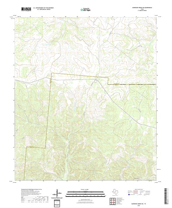 Earwood Creek SW topographic map thumbnail