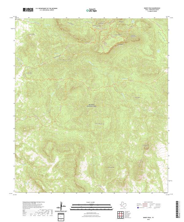 Emory Peak 2022 topographic map thumbnail