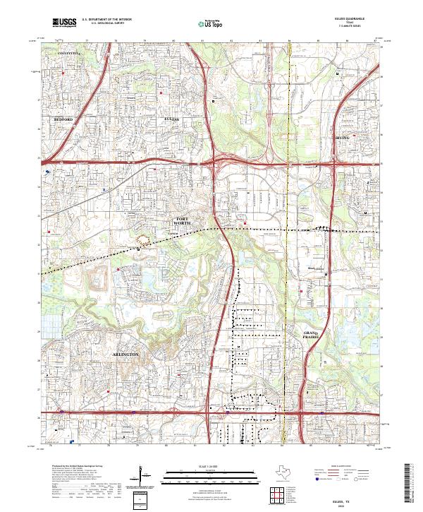 Euless 2022 topographic map thumbnail