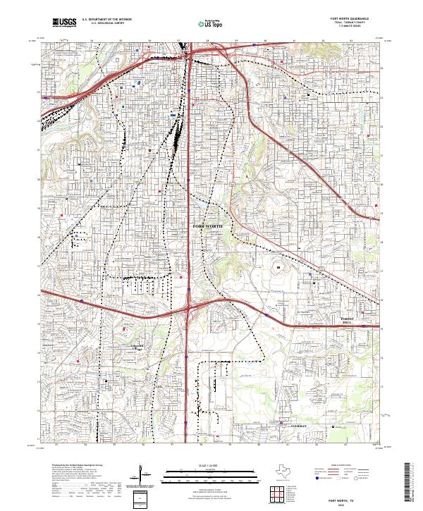 Fort Worth 2022 topographic map thumbnail