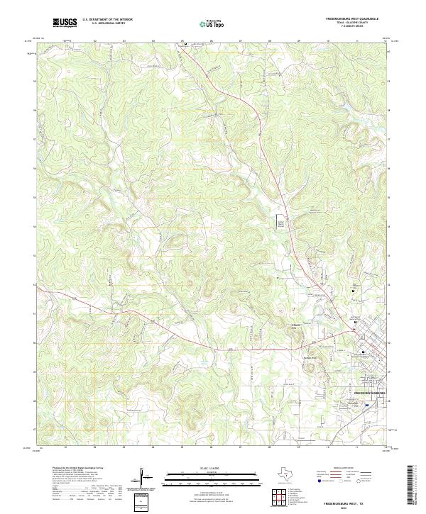 Fredericksburg West 2022 topographic map thumbnail