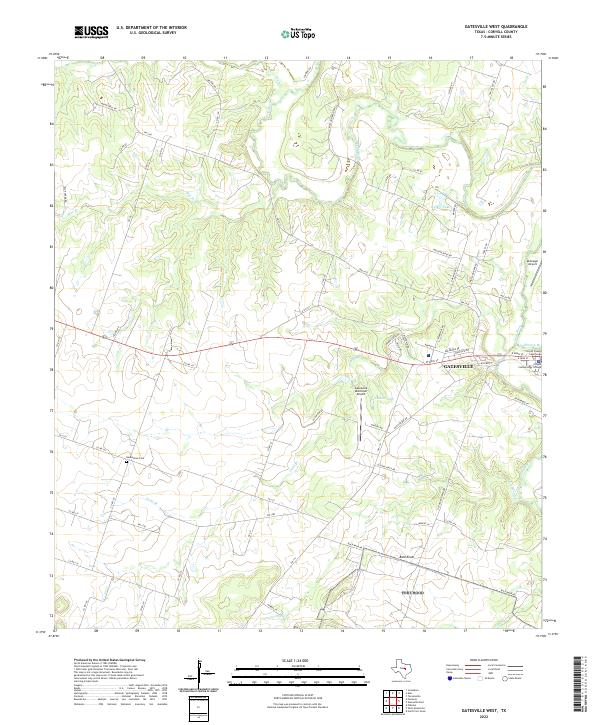 Gatesville West topographic map thumbnail