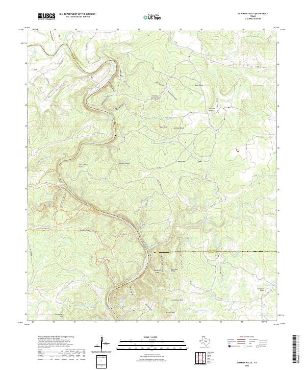 Gorman Falls 2022 topographic map thumbnail