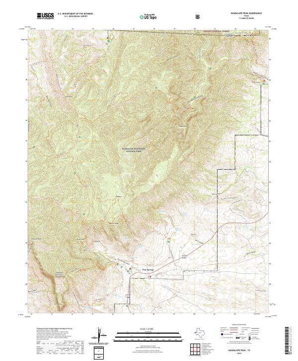 Guadalupe Peak 2022 topographic map thumbnail