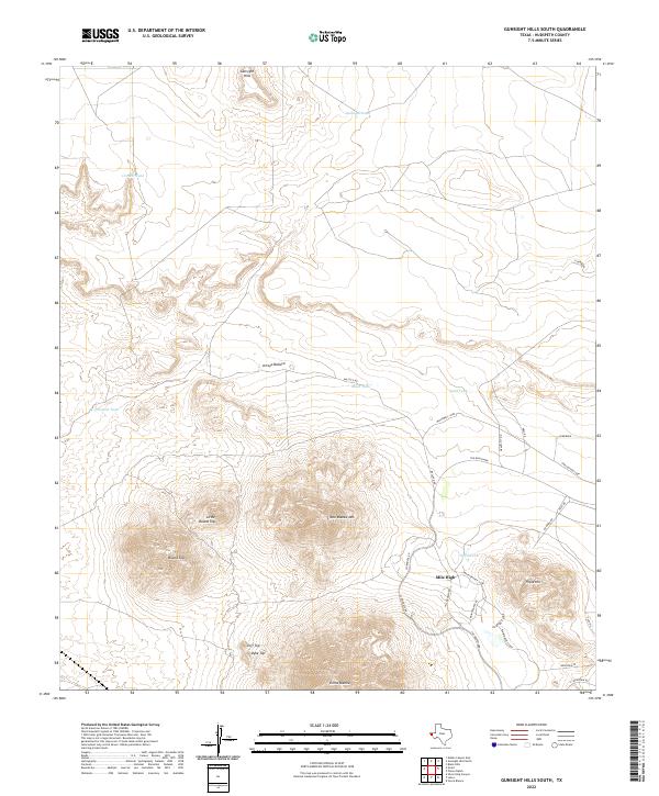 Gunsight Hills South topographic map thumbnail