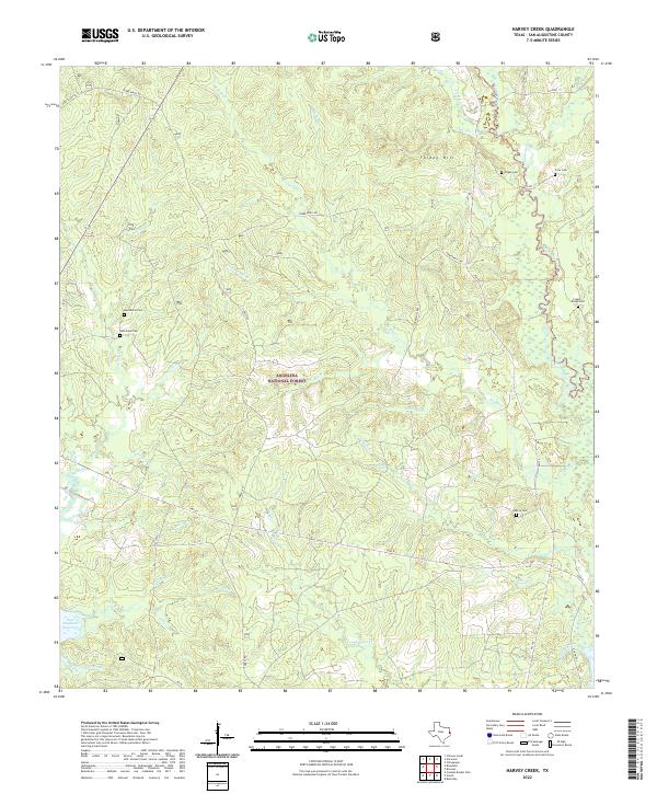Harvey Creek topographic map thumbnail