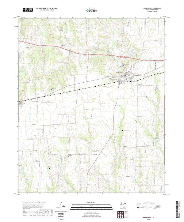 Honey Grove topographic map thumbnail