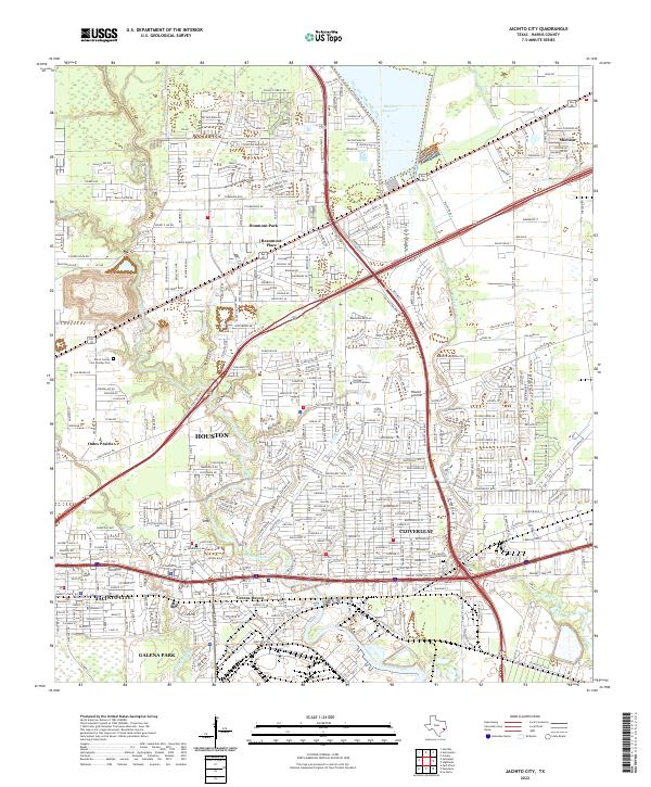 Jacinto City 2022 topographic map thumbnail