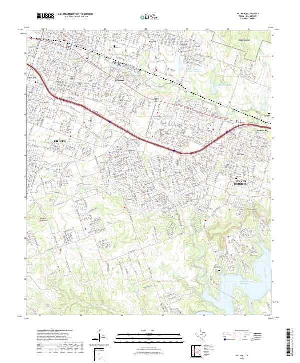 Killeen topographic map thumbnail