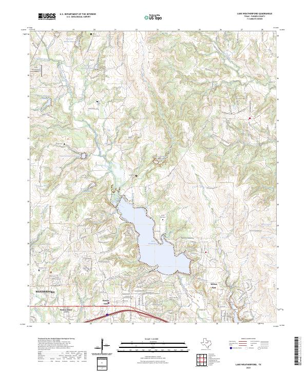 Lake Weatherford 2023 topographic map thumbnail